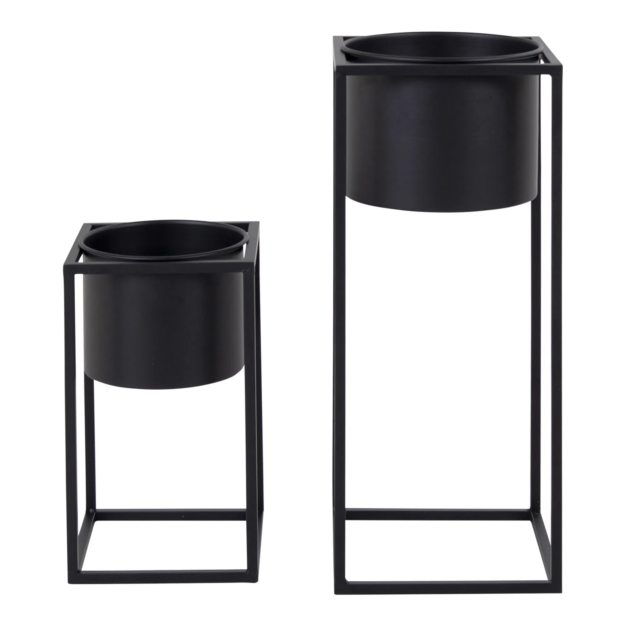 Doniczki metalowe MARLA Zestaw 2 szt -wymiary: 19 x.50, 17 x.31 - czarny