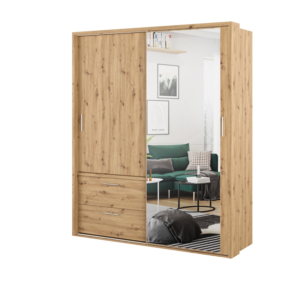 Szafa 2-drzwiowa z lustrem LED ARTI AR-22P 180cm dąb artisan