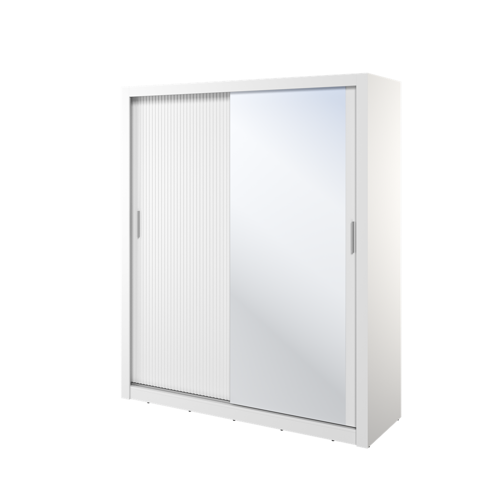Szafa 2-drzwiowa z lustrem ARTI AR-28P ryflowana 181cm biała