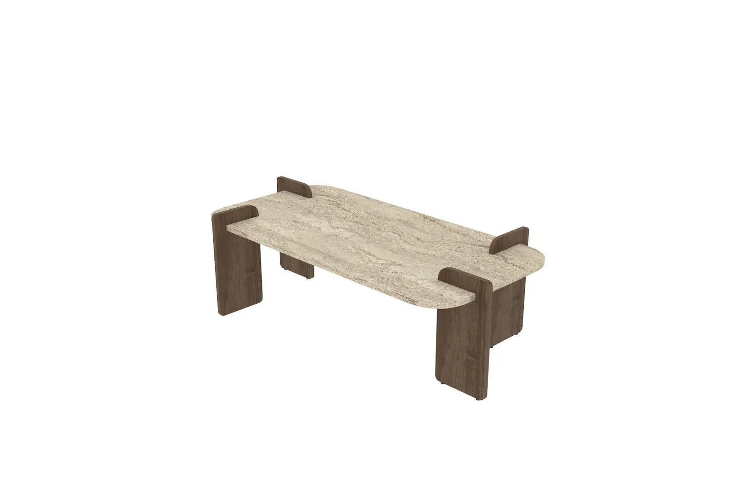 Stolik kawowy LEAPIRI 120 cm- blat: trawertyn; orzech włoski Stolik kawowy LEAPIRI 120 cm- blat: trawertyn; orzech włoski