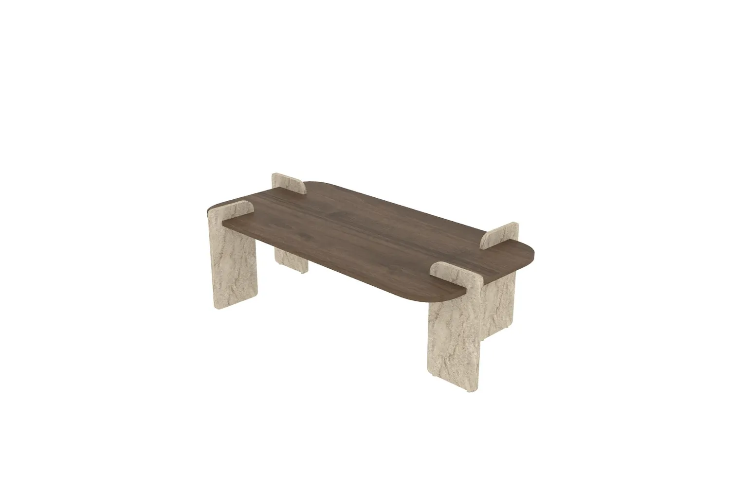Stolik kawowy LEAPIRI 120 cm- blat: orzech włoski; trawertyn Stolik kawowy LEAPIRI 120 cm- blat: orzech włoski; trawertyn
