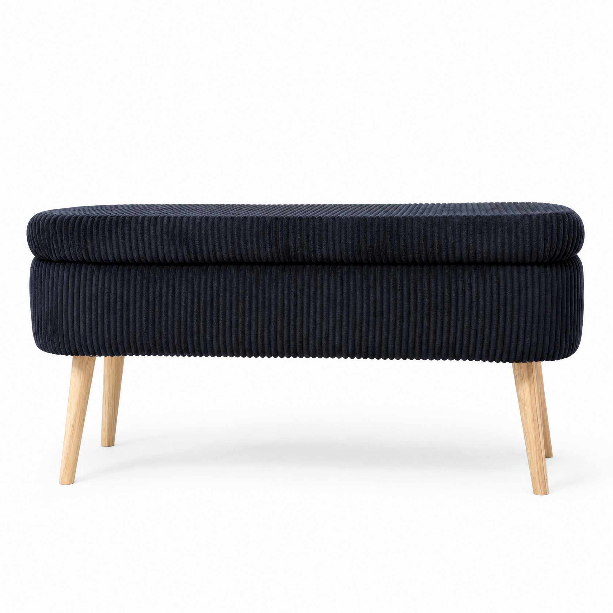 Pufa OSLO ze schowkiem 90 cm len czarna
