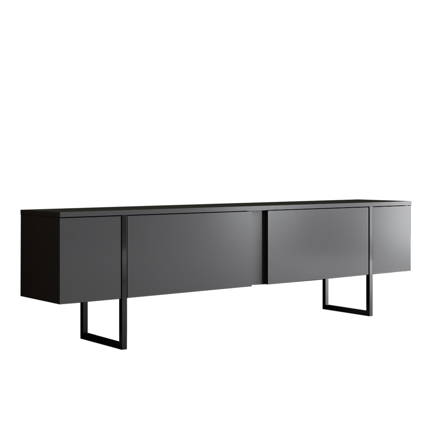 Szafka RTV 2-drzwiowa LUXE 180 cm antracytowa czarny stelaż