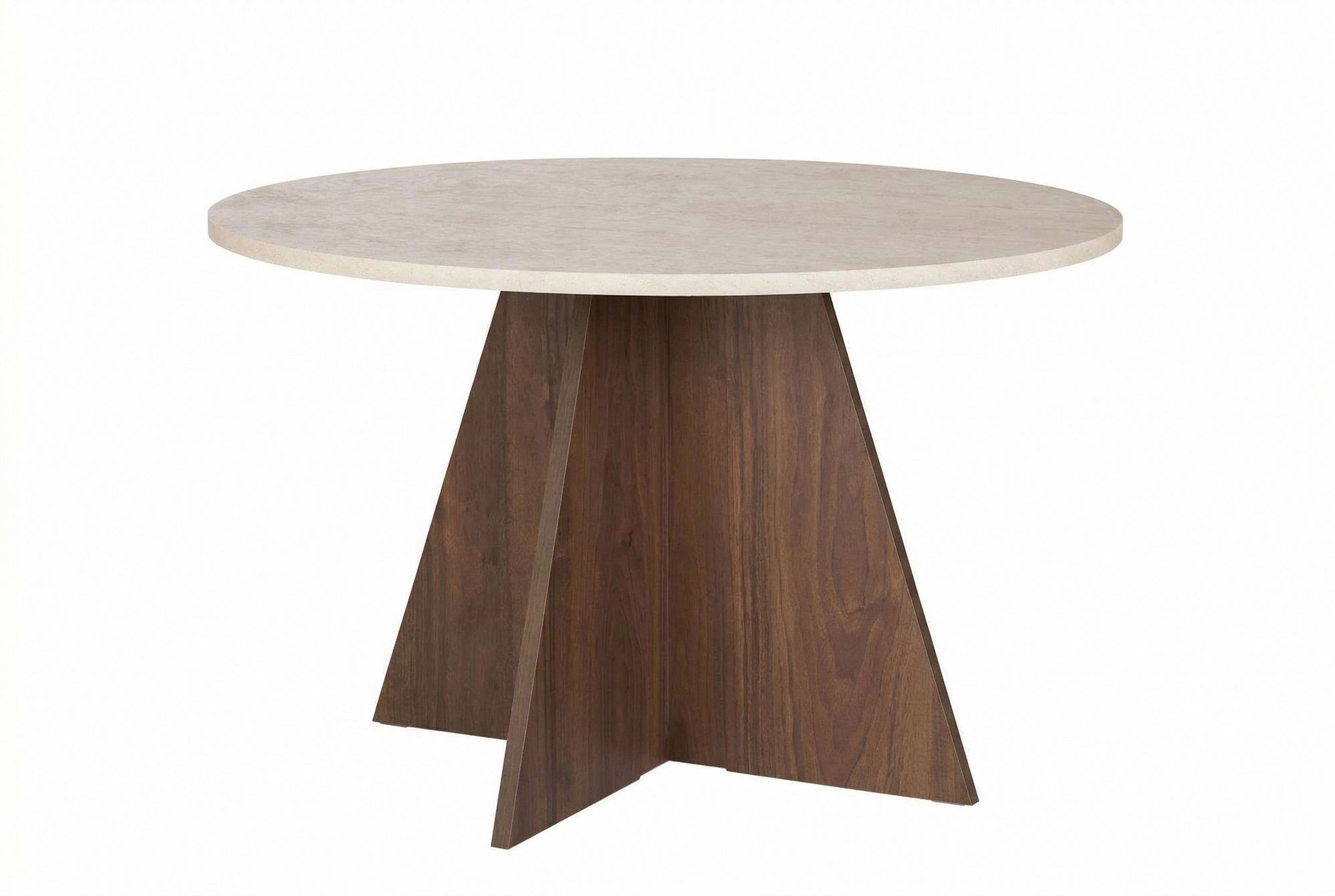 Stół jadalny VIRELLA 120 cm trawertyn orzech wenecki