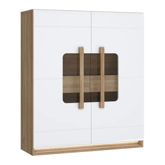 Witryna 2-drzwiowa z 2 szufladami ATTENTION 120 cm Dąb Riviera biały Witryna 2-drzwiowa z 2 szufladami ATTENTION 120 cm Dąb Riviera biały