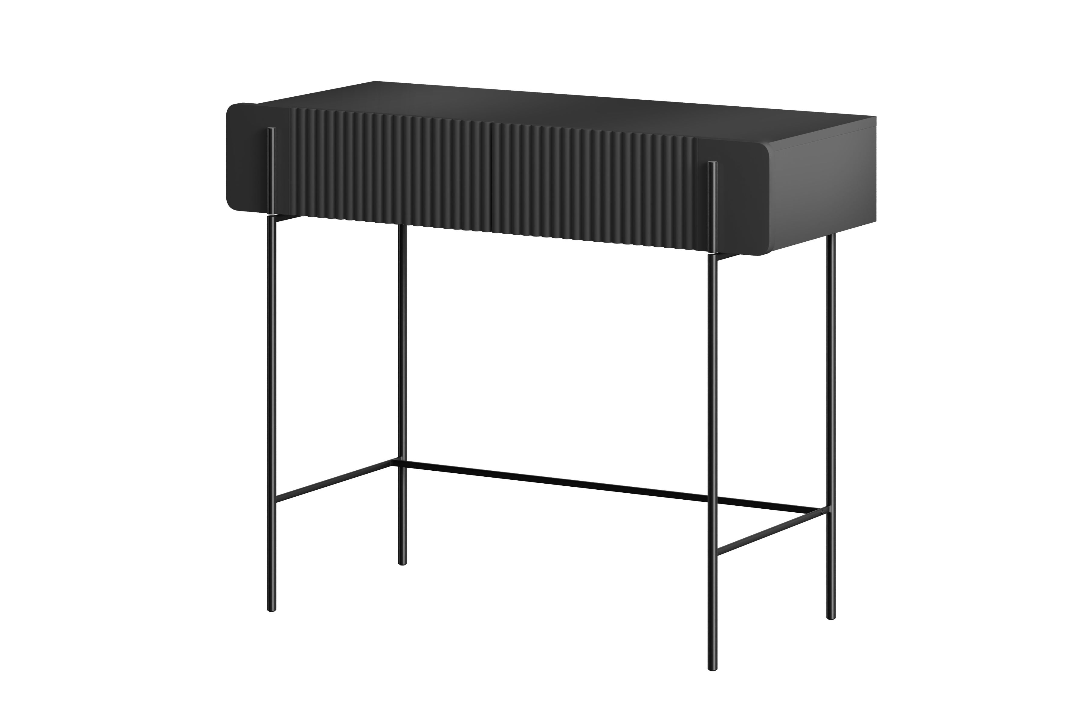 Toaletka z 2 szufladami MALMI ryflowany front 100cm - czarna