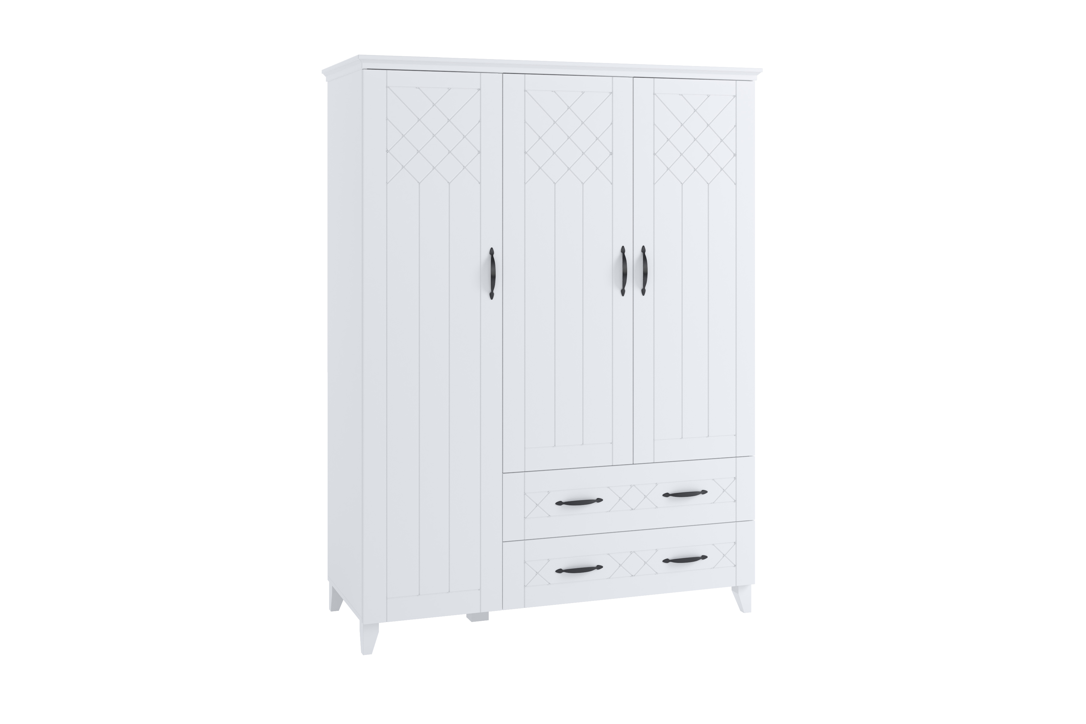 Szafa 3-drzwiowa z szufladami CLASSIC 140x185 biała