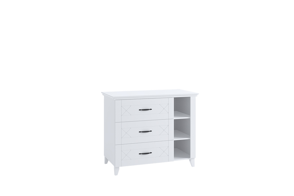 Komoda z regałem i szufladami CLASSIC 110x90 biała