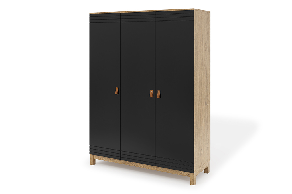 Szafa 3-drzwiowa MODERN 135x184 czarna/dąb kamienny Szafa 3-drzwiowa MODERN 135x184 czarna/dąb kamienny