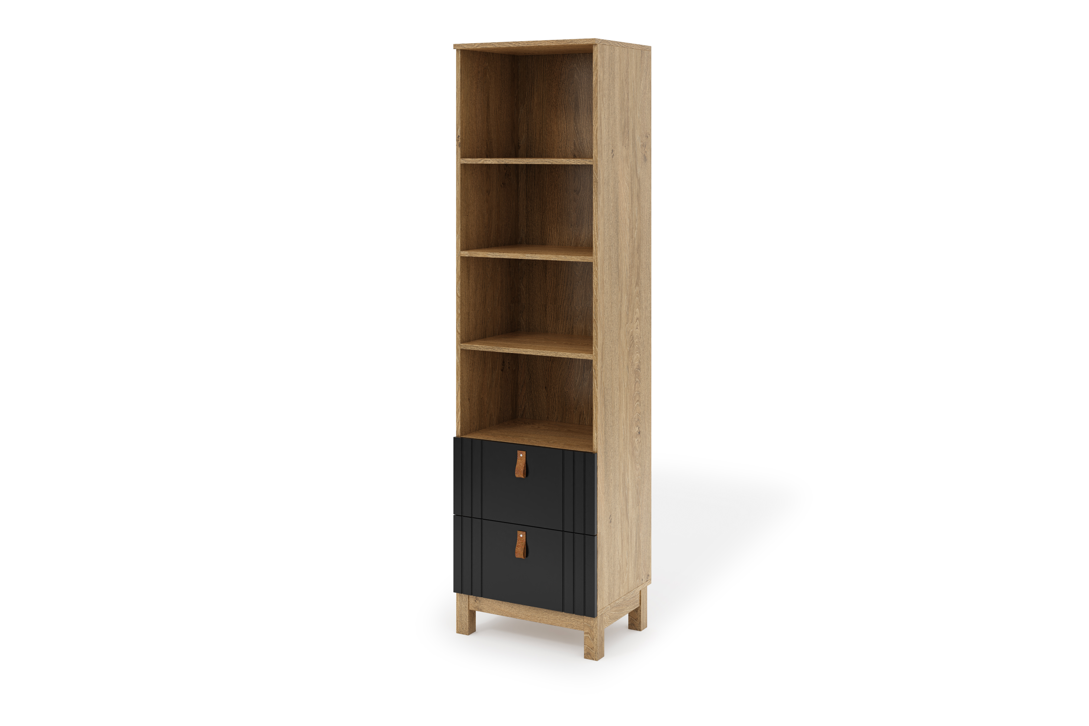 Regał z szufladami MODERN 50x184 czarny/dąb kamienny
