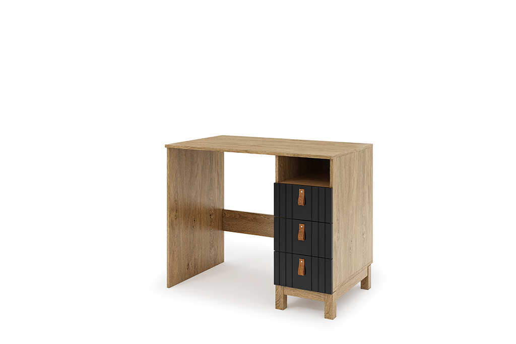 Biurko z szufladami MODERN 120 cm czarne/dąb kamienny