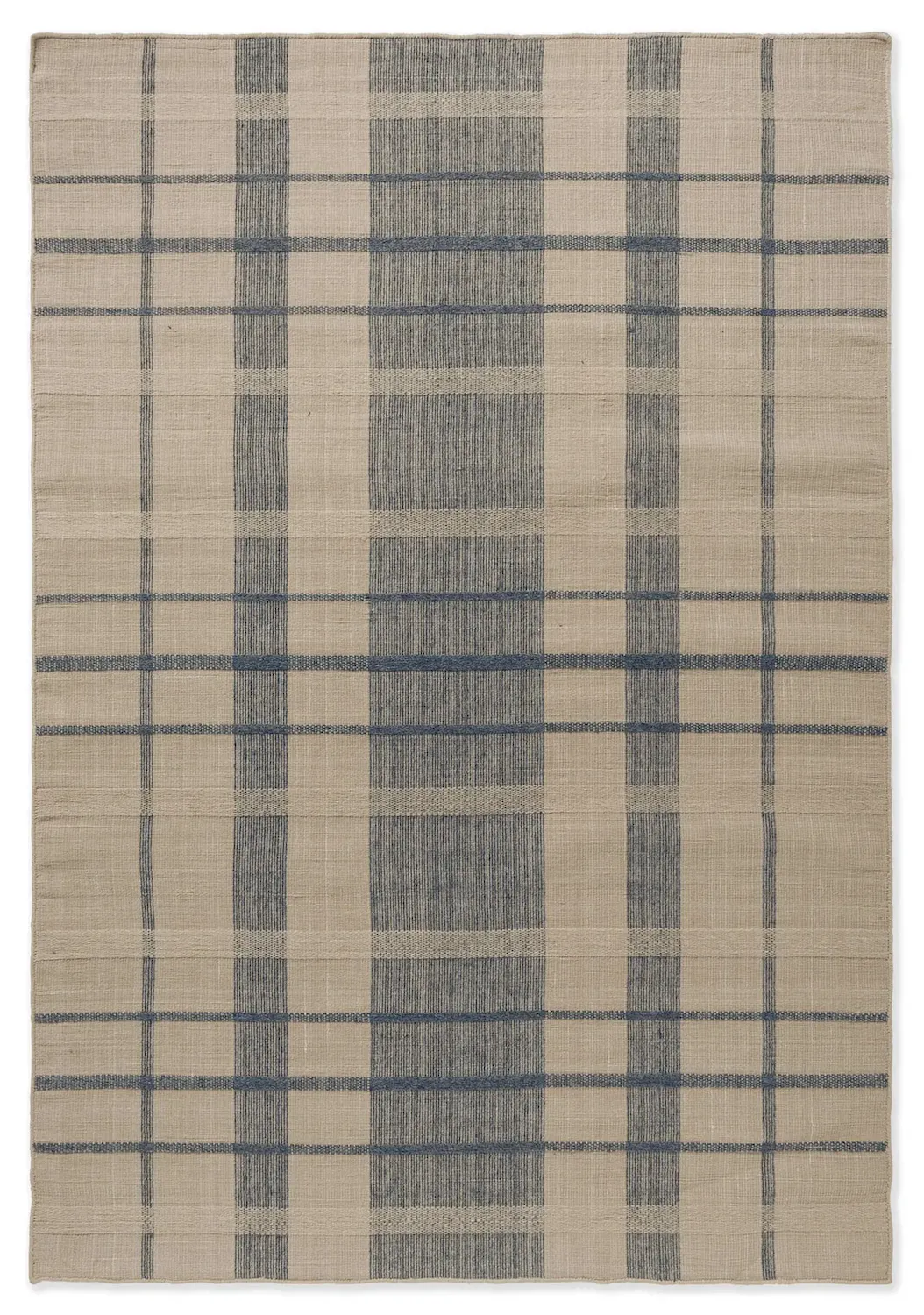 Dywan zewnętrzny ZONA Block Stripe Check Denim 140x200 beżowy granatowy (497408)