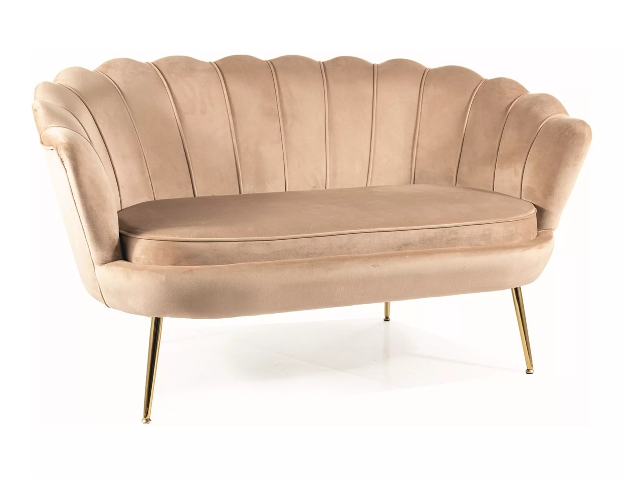 Sofa 2-osobowa CAMELLIA 2 VELVET Bluvel 28 beżowy złoty Signal