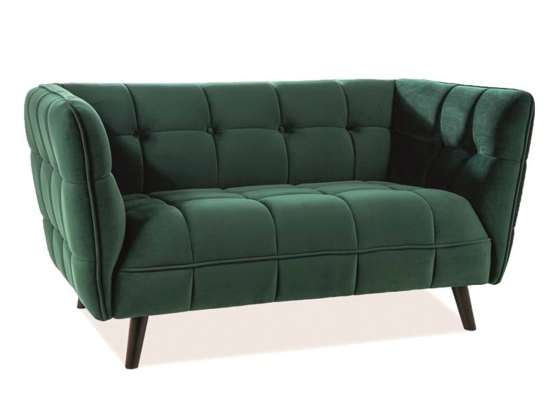 Sofa 2-osobowa CASTELLO 2 VELVET Bluvel 78 zielona wenge Signal
