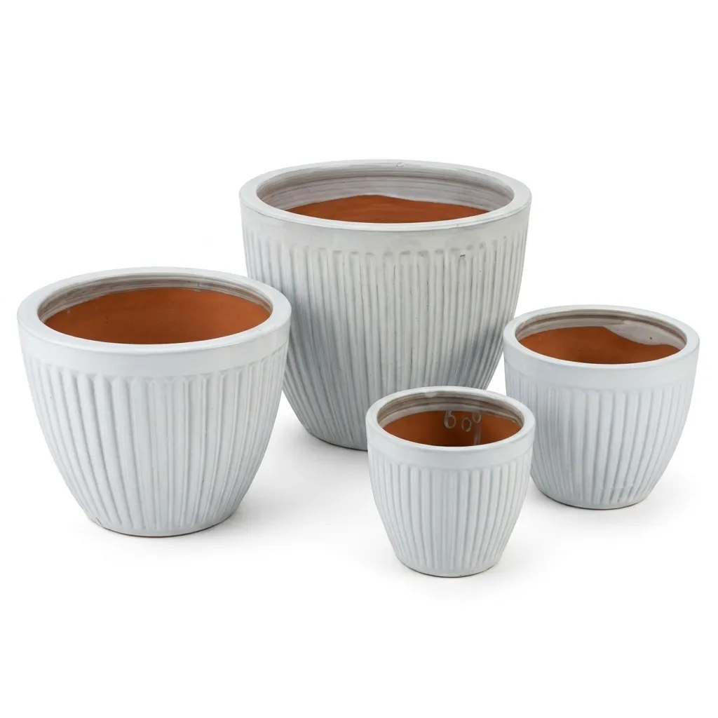 Donice ceramiczne DL01 - Zestaw 4 sztuk - biały