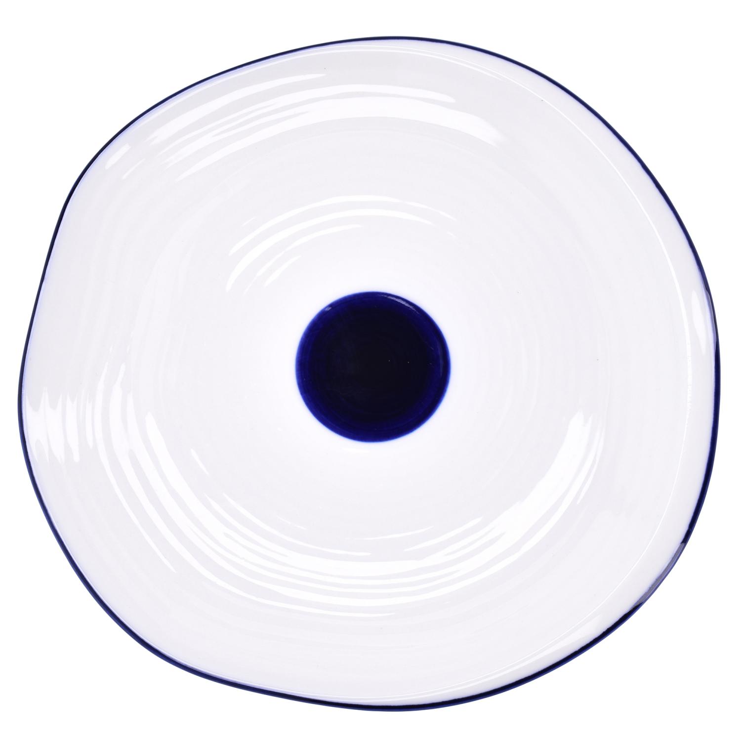 Talerz śniadaniowy DUKA KROG 20 cm biały granatowy porcelana Talerz śniadaniowy DUKA KROG 20 cm biały granatowy porcelana