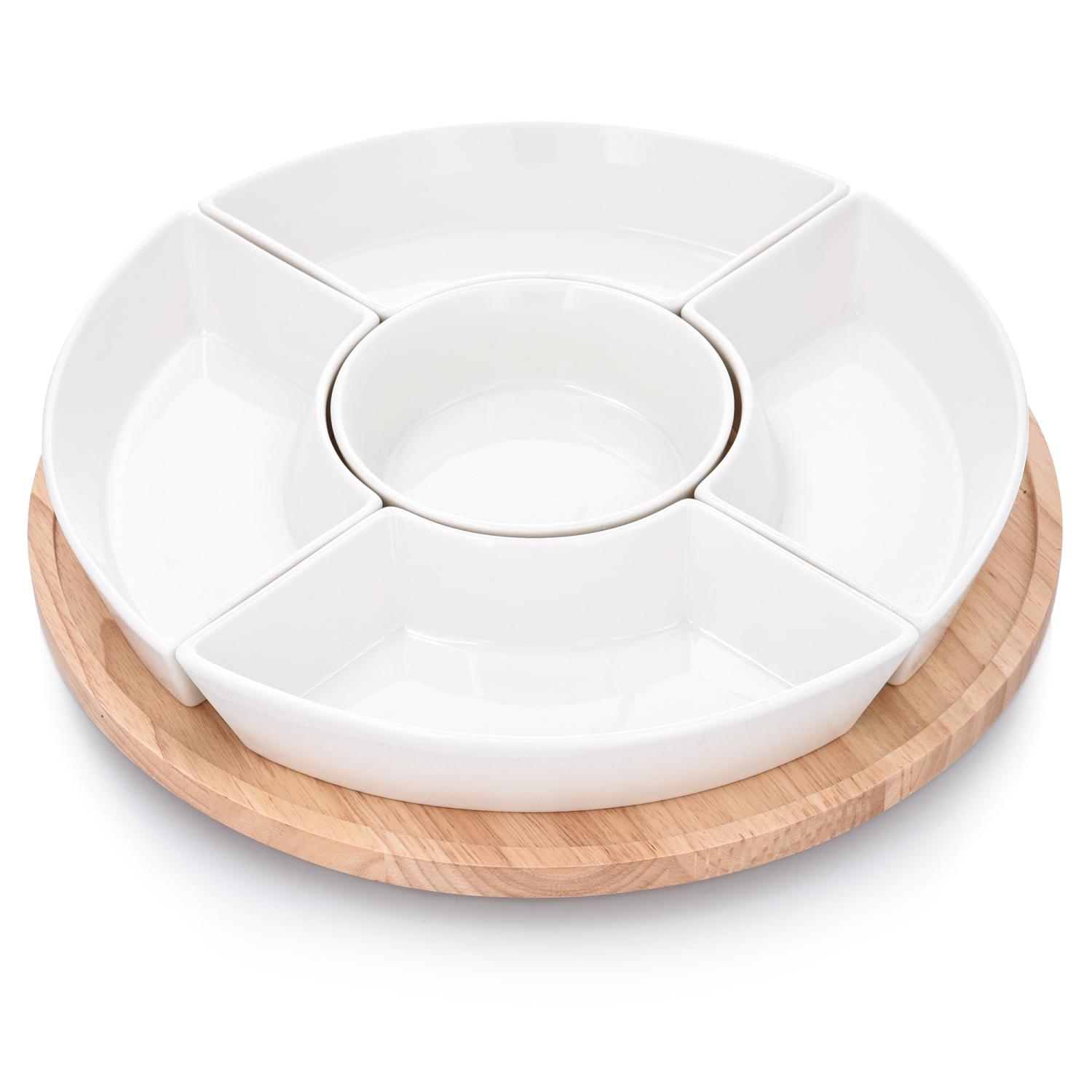 Zestaw do przystawek na obrotowej tacy DUKA WAREWOOD porcelanowy biały Zestaw do przystawek na obrotowej tacy DUKA WAREWOOD porcelanowy biały