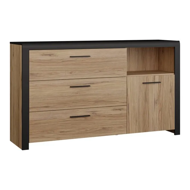 Komoda 1-drzwiowa z 3 szufladami DALATE P 150 cm Dąb Catania Czarny