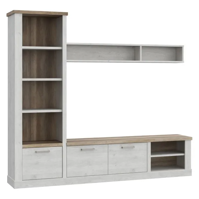 Meblościanka DURO L 242 cm Pinia Biała Dąb antyczny