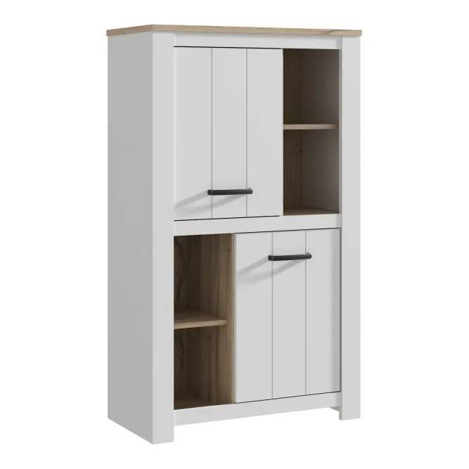 Szafka 2-drzwiowa z regałem ELARA 87 cm Biały / Dąb Bianco