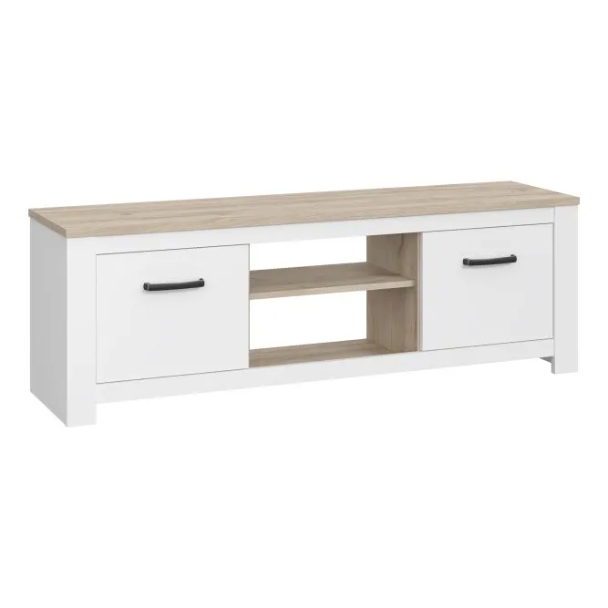 Szafka RTV 2-drzwiowa ELARA 161 cm Biały / Dąb Bianco