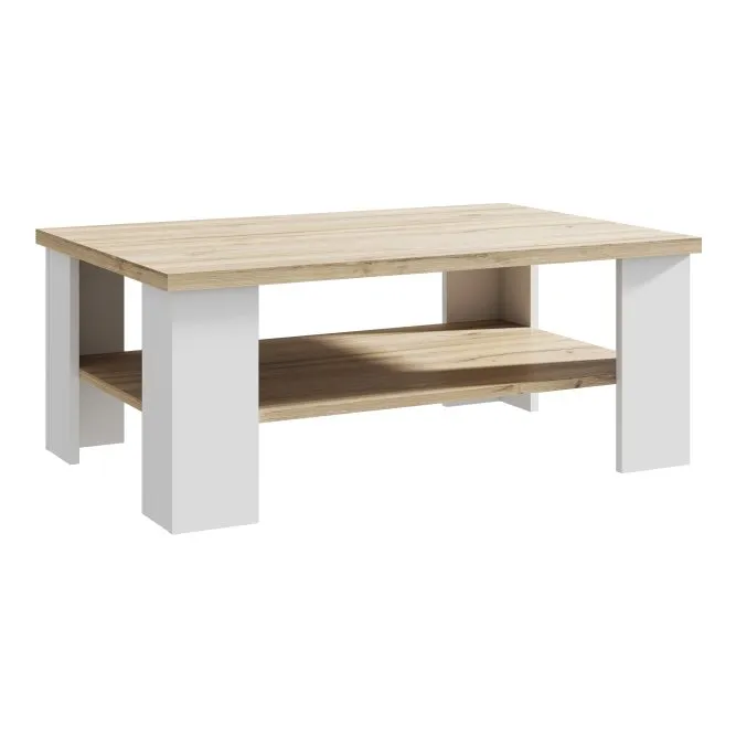 Stolik kawowy z półką ELARA 67x107 cm Biały mat Dąb Bianco Stolik kawowy z półką ELARA 67x107 cm Biały mat Dąb Bianco