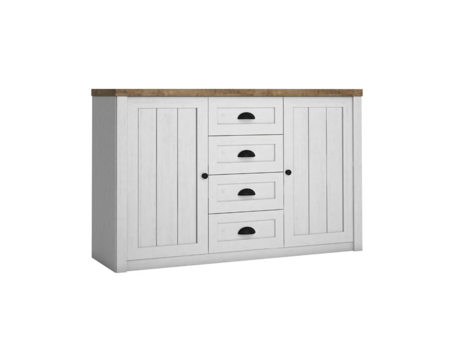 Komoda 2-drzwiowa PROWANSJA K4S z 4 szufladami 90 cm Sosna Andersen Dąb Burgundzki