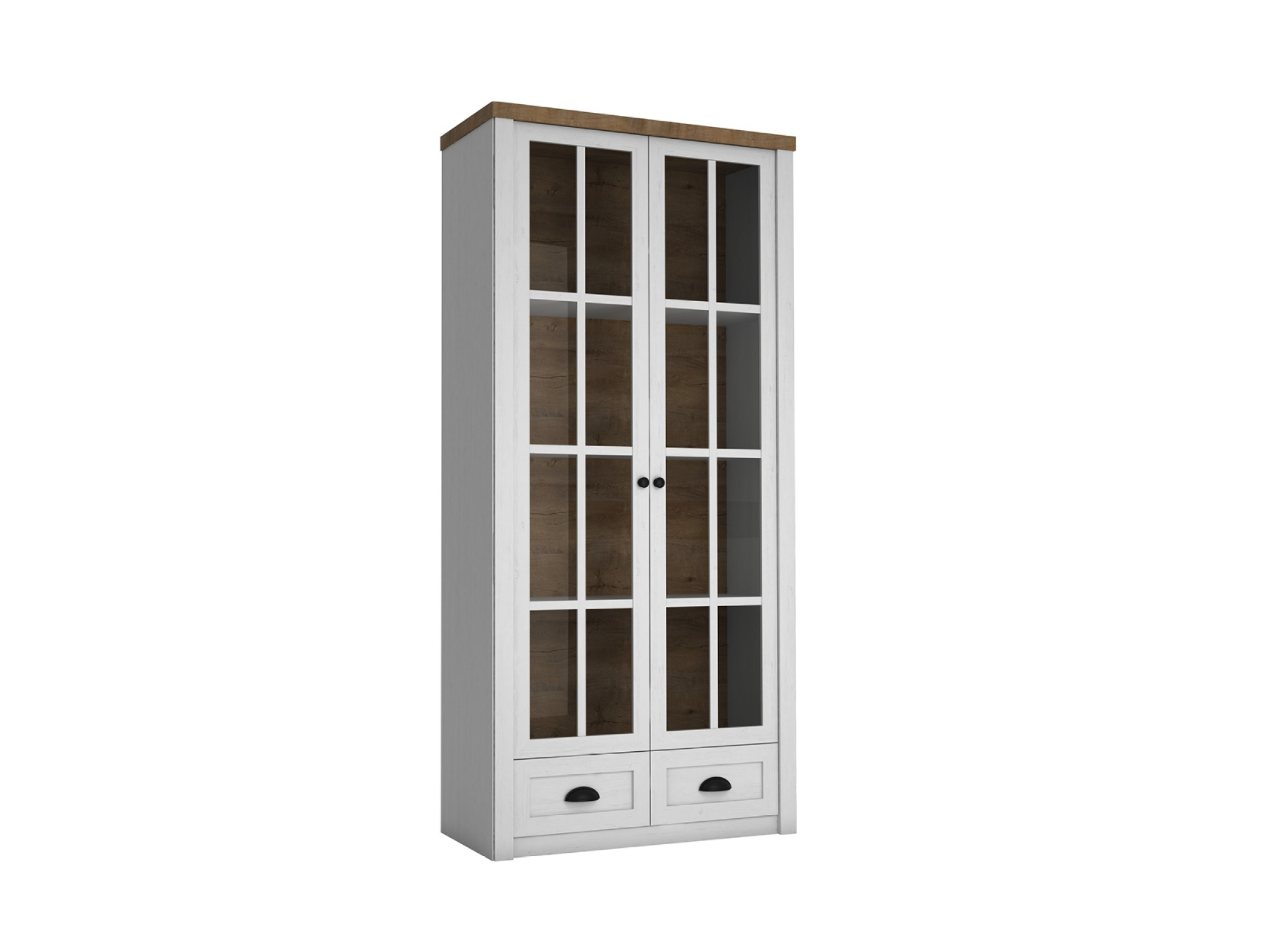 Witryna podwójna PROWANSJA W2S 198x90 cm Sosna Andersen Dąb Burgundzki