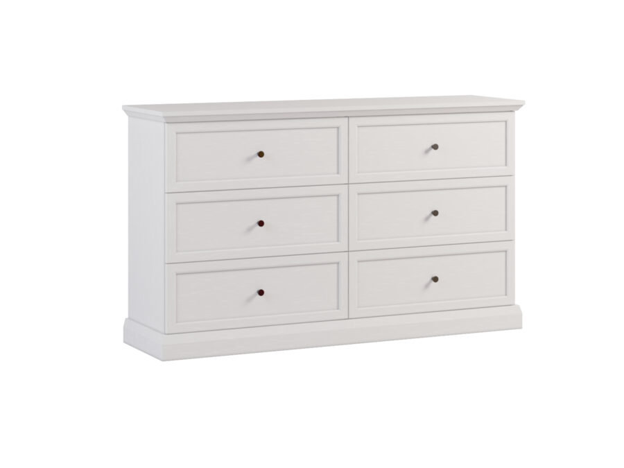 Komoda LUCCA K6S z 6 szufladami 146 cm biały opal Dąb Craft