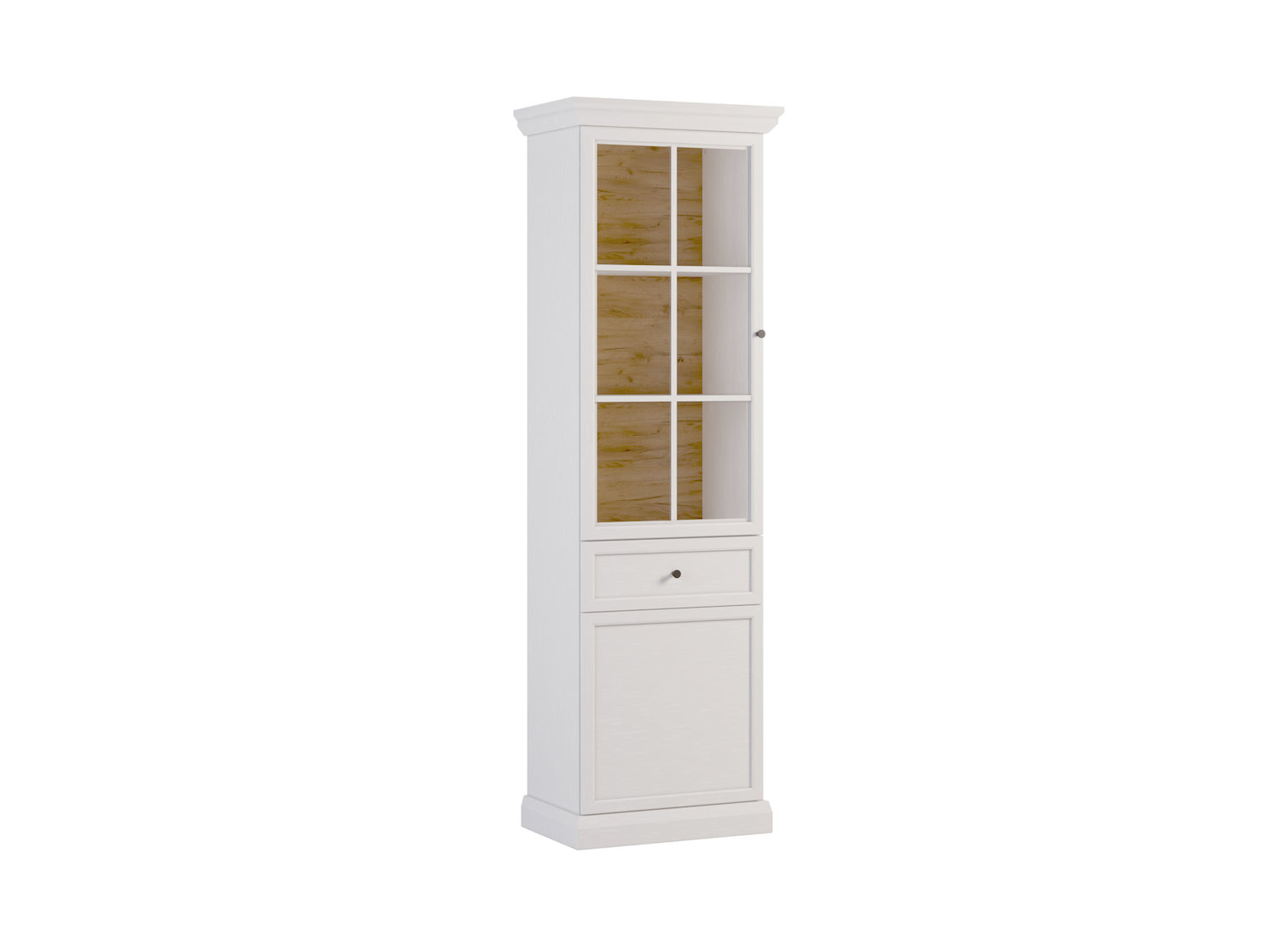 Witryna 2-drzwiowa LUCCA W2D1S z 1 szufladą 64 cm biały opal Dąb Craft