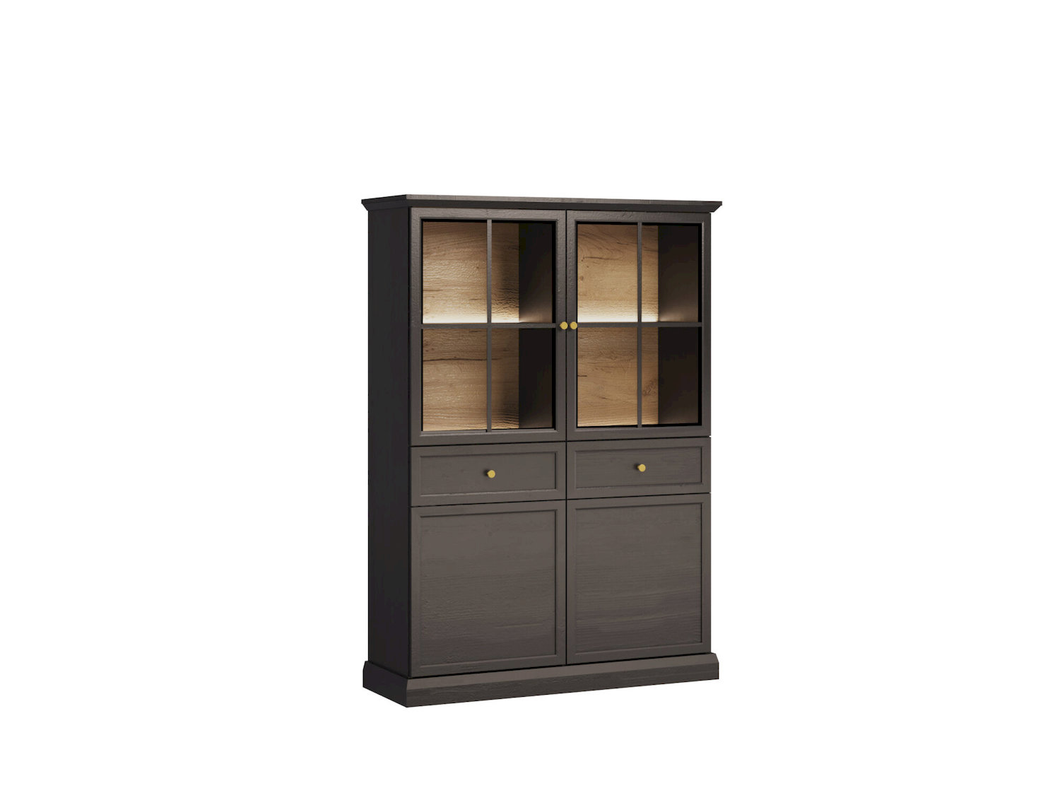 Witryna 4-drzwiowa LUCCA W4D2S z 2 szufladami 119 cm czarny grafit Dąb Craft Witryna 4-drzwiowa LUCCA W4D2S z 2 szufladami 119 cm czarny grafit Dąb Craft