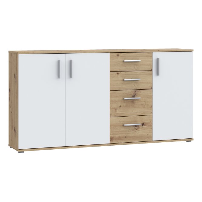 Komoda 3-drzwiowa NET106 z 4 szufladami 160 cm Dąb Artisan biały Komoda 3-drzwiowa NET106 z 4 szufladami 160 cm Dąb Artisan biały