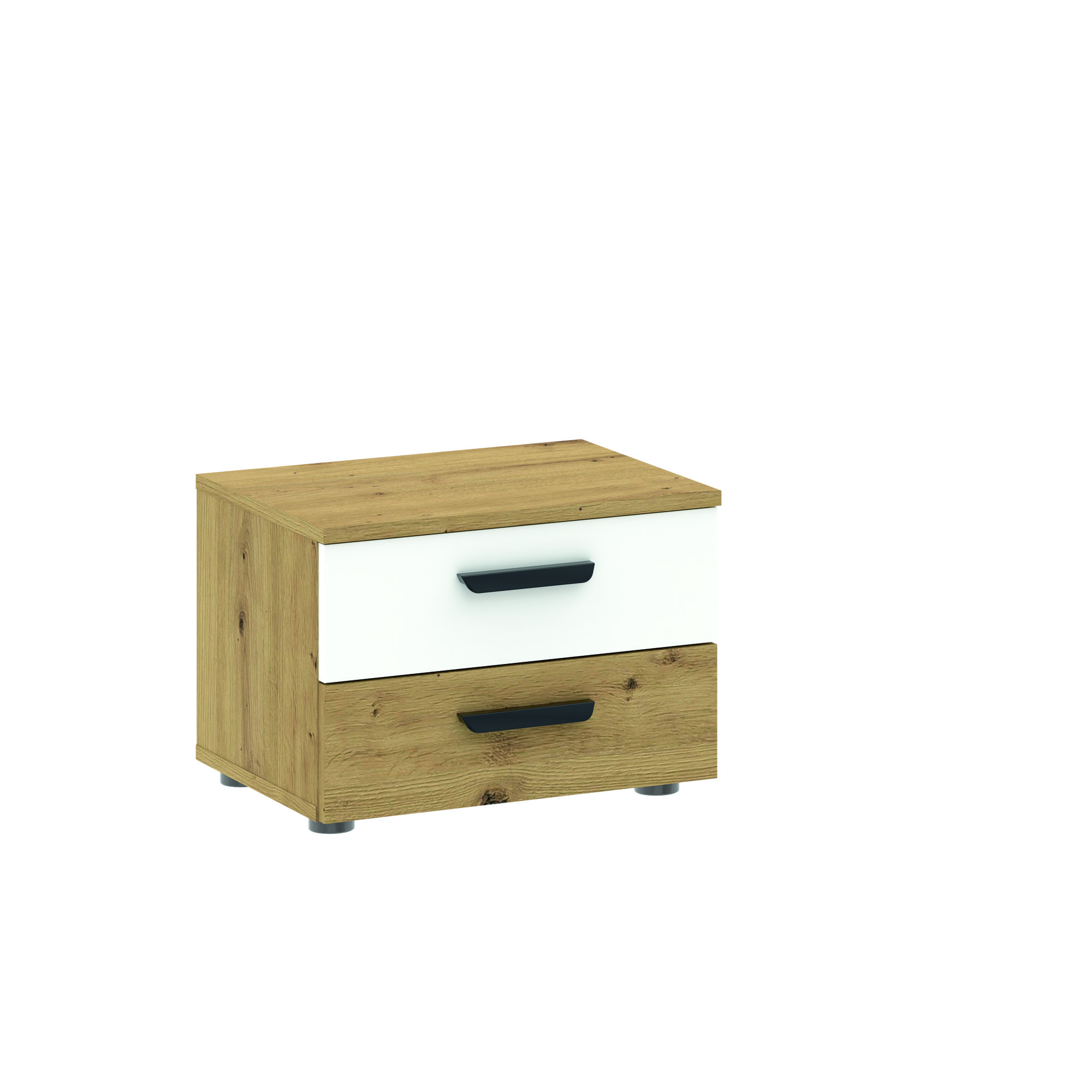 Szafka nocna z 2 szufladami BASIC TWO dąb artisan biały
