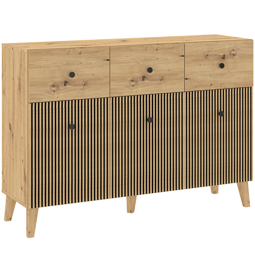 Komoda 3-drzwiowa z 3 szufladami BERLIN dąb artisan
