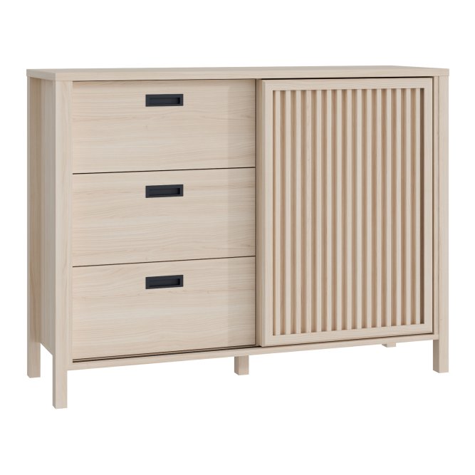 Komoda 1-drzwiowa JYTANA z 3 szufladami 120 cm Dąb Riva Komoda 1-drzwiowa JYTANA z 3 szufladami 120 cm Dąb Riva