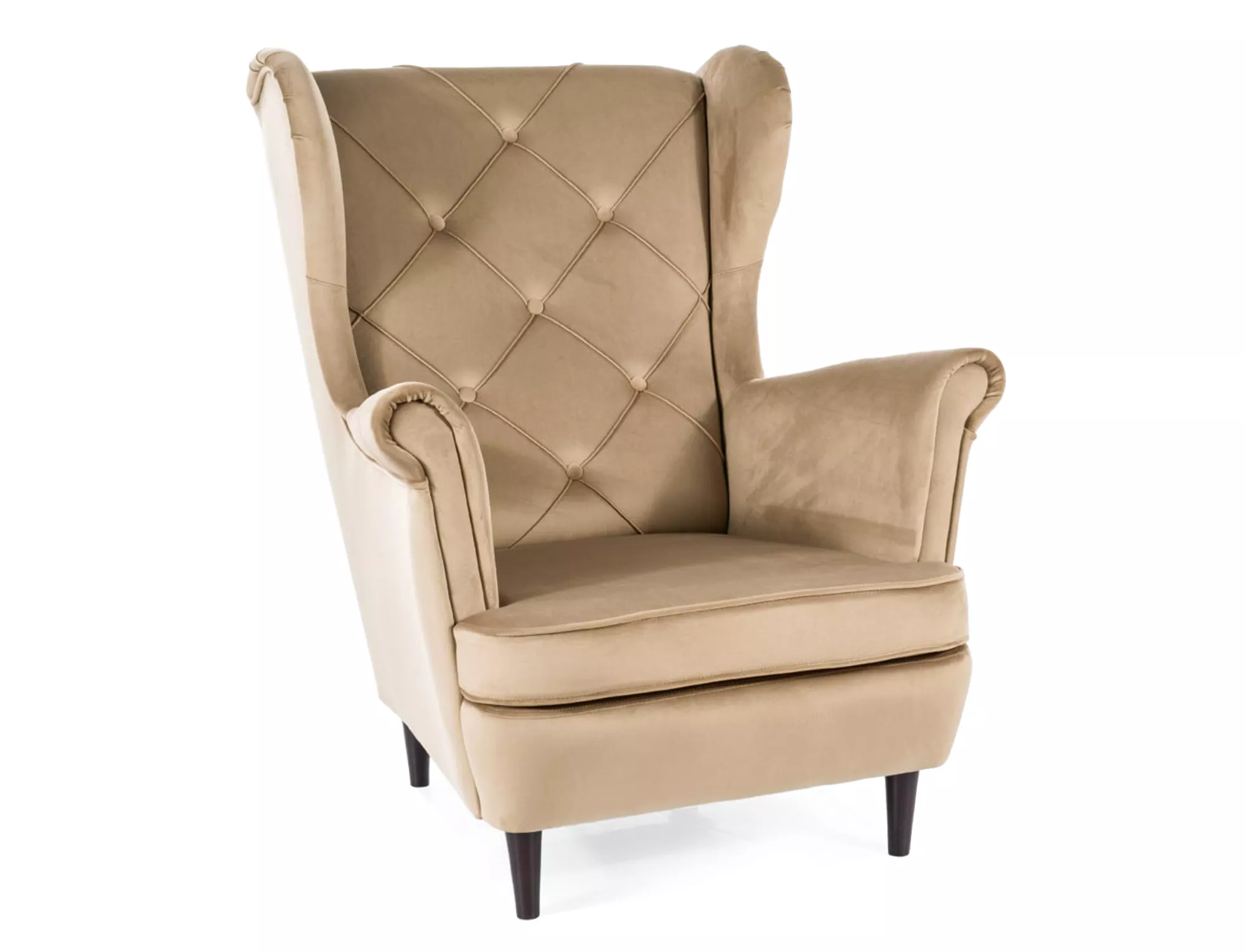 Fotel LADY VELVET Bluvel 28 beżowy wenge Signal