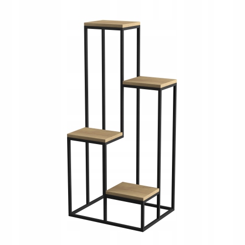 Kwietnik stojący 4-poziomowy TULUZA 40x40x112 czarny naturalny Kwietnik stojący 4-poziomowy TULUZA 40x40x112 czarny naturalny