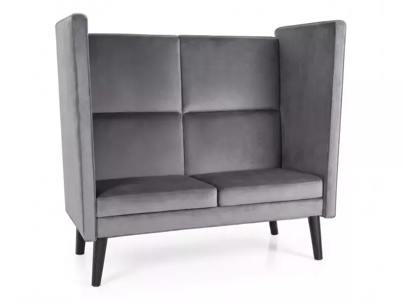 Sofa klubowa LOTOS 2 VELVET Bluvel 14 szara nogi drewniane wenge