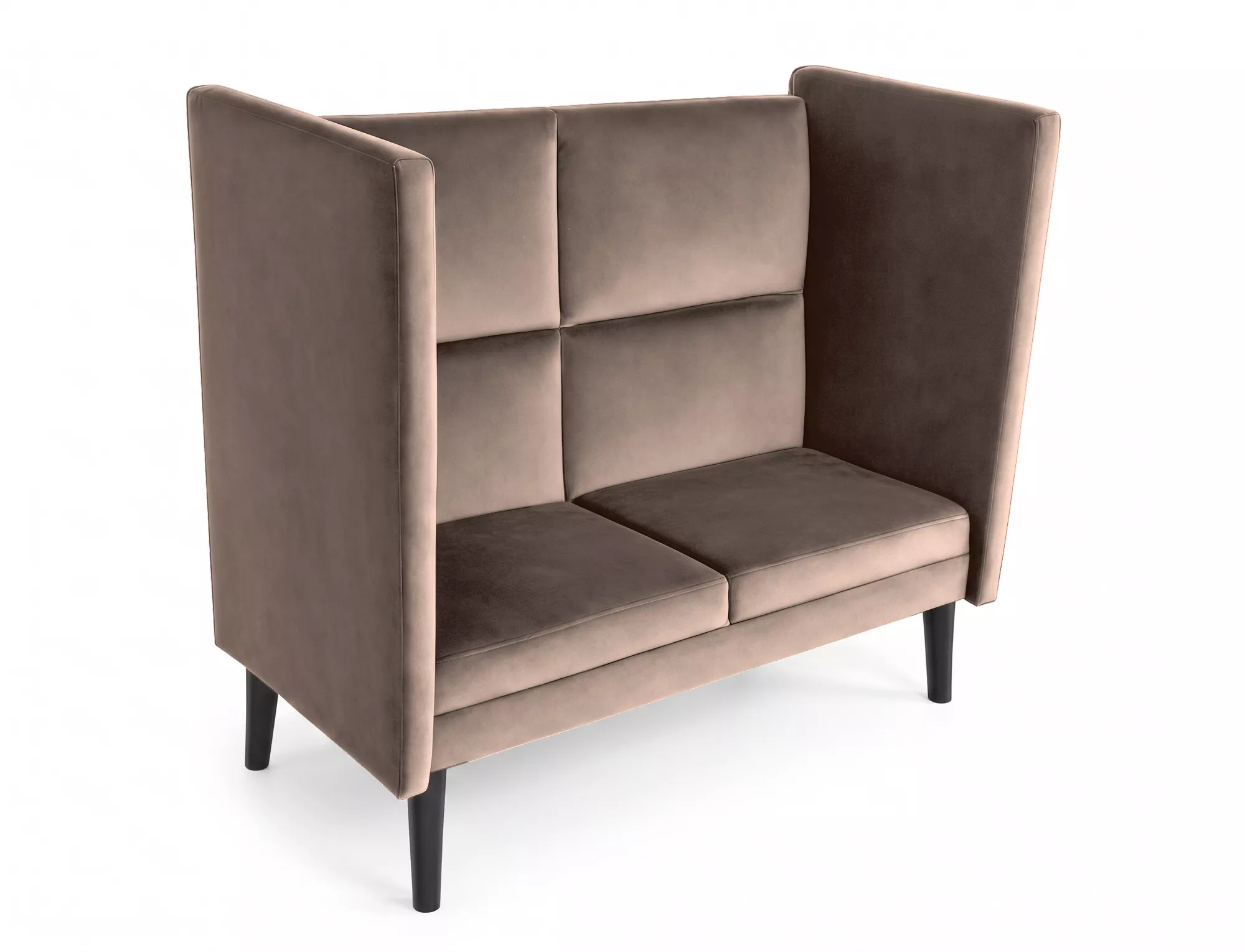 Sofa klubowa LOTOS 2 VELVET Bluvel 40 ciemny beż nogi drewniane wenge
