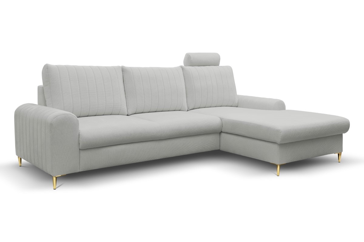 Narożnik rozkładany z pojemnikiem MONACO LOFT  251 cm prawy popielaty