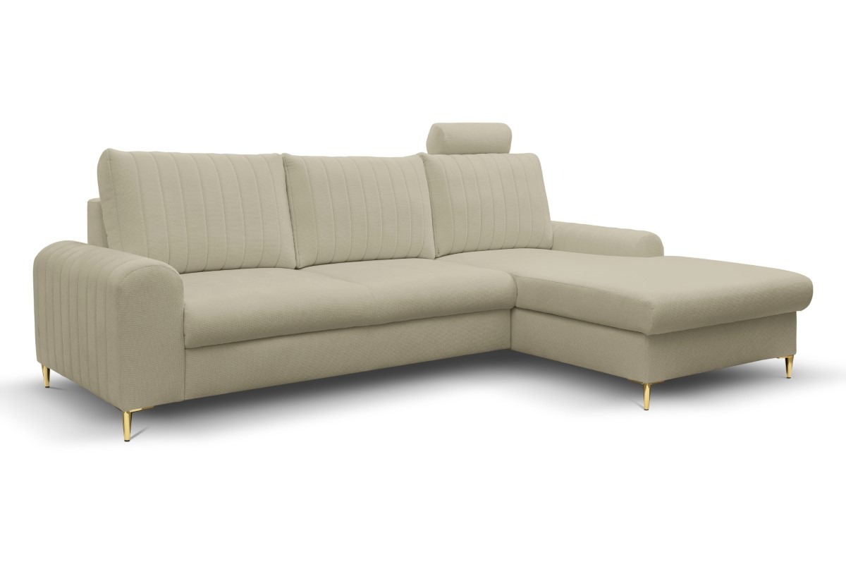 Narożnik rozkładany z pojemnikiem MONACO LOFT  251 cm prawy beżowy