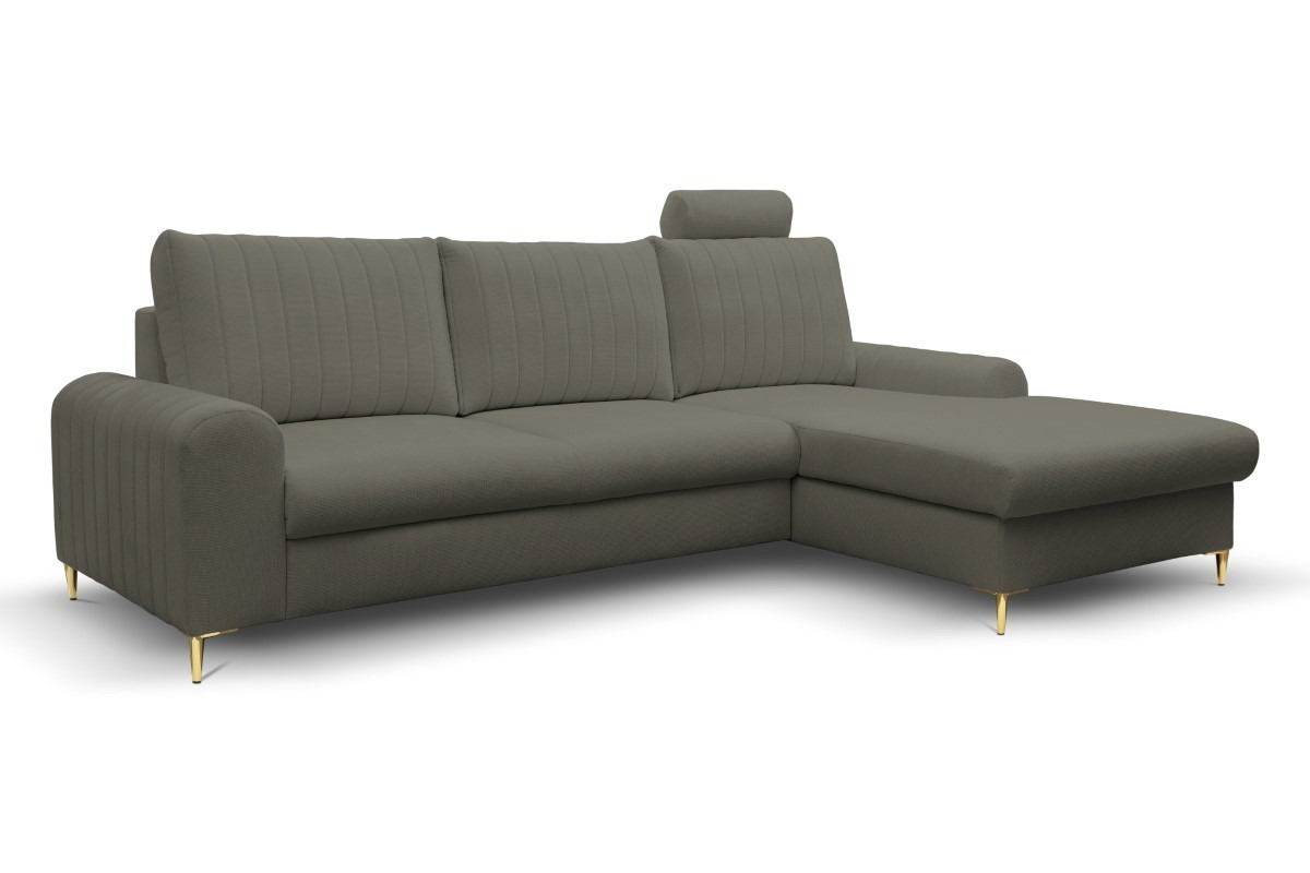 Narożnik rozkładany z pojemnikiem MONACO LOFT 251 cm prawy szary Narożnik rozkładany z pojemnikiem MONACO LOFT 251 cm prawy szary