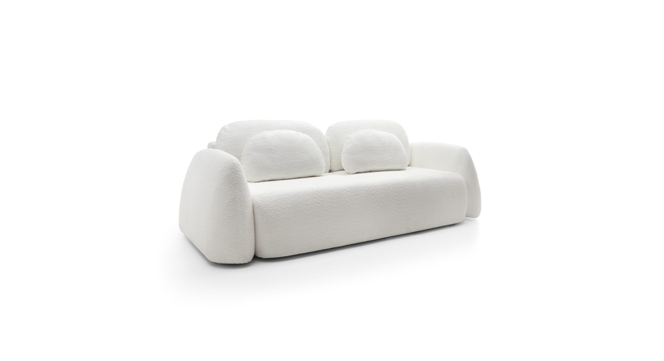 Sofa rozkładana z poduszkami 259 cm MONSOON kremowa boucle Sofa rozkładana z poduszkami 259 cm MONSOON kremowa boucle