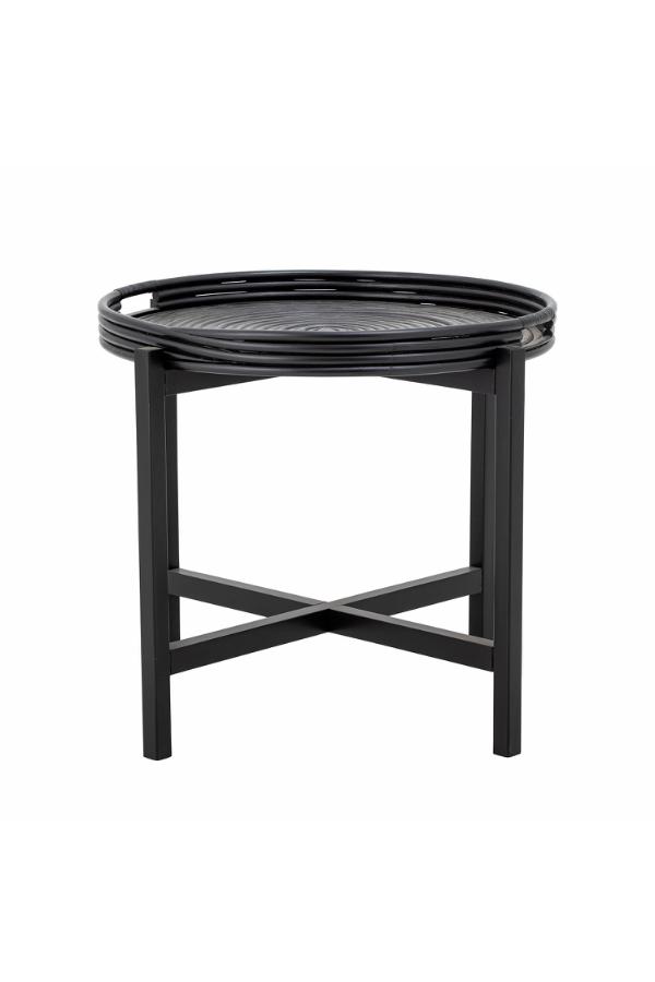 Stolik pomocniczy okrągły MILLI 60 cm rattan czarny Stolik pomocniczy okrągły MILLI 60 cm rattan czarny