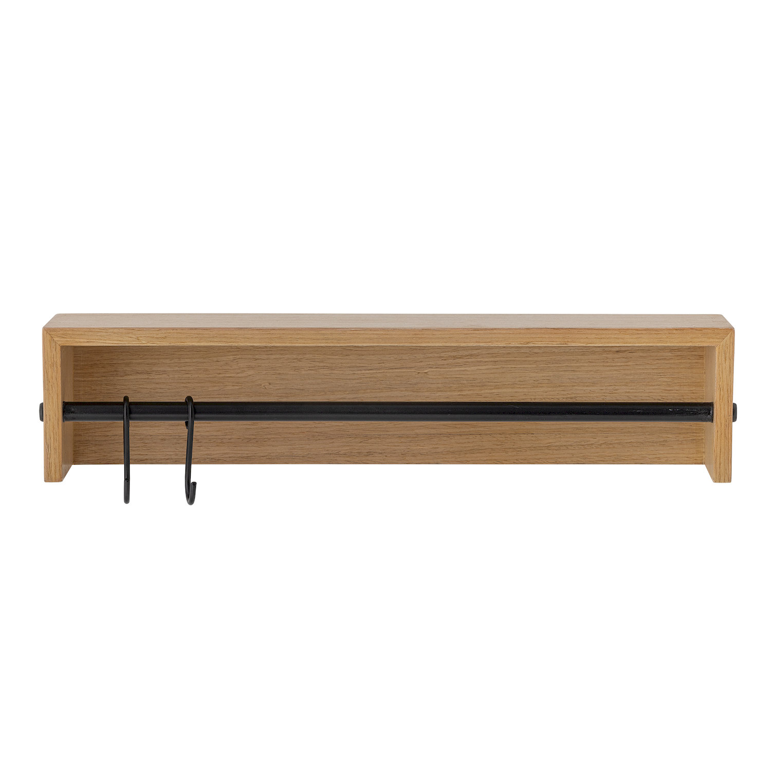 Półka ścienna RYDER z drążkiem i 2 haczykami 46 cm naturalny czarny