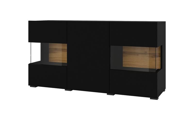 Komoda 2-drzwiowa szklana AVA stojąca/wisząca 120 cm czarna Komoda 2-drzwiowa szklana AVA stojąca/wisząca 120 cm czarna