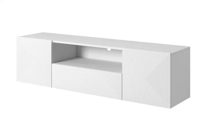 Szafka RTV ASHA 167 - biały mat - ryflowany front - wisząca Szafka RTV ASHA 167 - biały mat - ryflowany front - wisząca