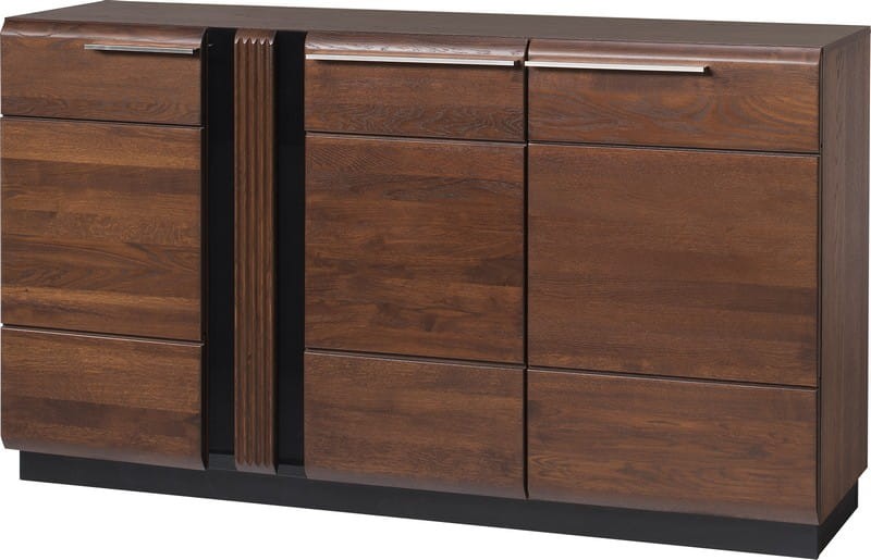 Komoda PORTI 45 3-drzwiowa drewniana dąb antyczny czarna 160x90x42cm Komoda PORTI 45 3-drzwiowa drewniana dąb antyczny czarna 160x90x42cm