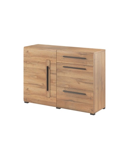 Komoda TULSA 45 jednodrzwiowa z szufladami dąb grandson czarne uchwyty 120x86x39cm Komoda TULSA 45 jednodrzwiowa z szufladami dąb grandson czarne uchwyty 120x86x39cm