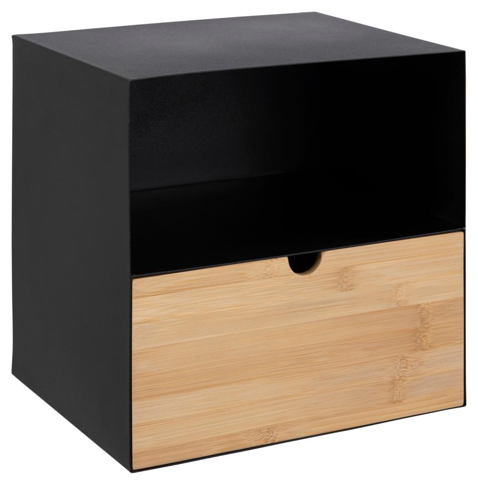 Szafka nocna wisząca z 1 szufladą TELIA 30x25x30 Czarny, Bambus lakierowany Szafka nocna wisząca z 1 szufladą TELIA 30x25x30 Czarny, Bambus lakierowany